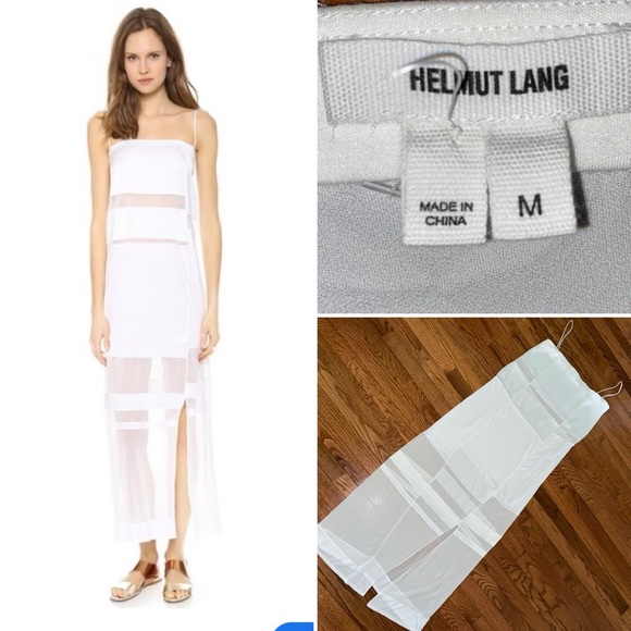 Helmut Lang $595 White Sheer Designer Dress MED EUC - Picture 1 of 14